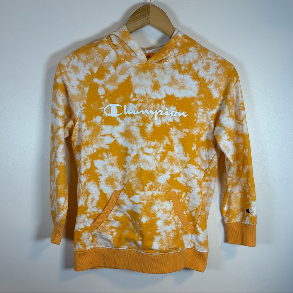 Champion Youth Orange Tie-Dye Hooded Long Sleeve Tee, Size XL, Unisex, Athletic